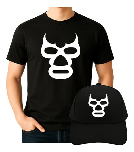 Combo Playera + Gorra Unisex Luchador Máscara Lucha Libre