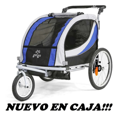 Rin 20 Bicicleta Carro Remolque 2 Niños Azul Getgo En Caja