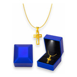 Collar Cruz De Cristo Oro Laminado 18k + Estuche De Lujo