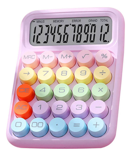 Calculadora Colorida 12 Dígitos De Mesa Criativa Fofa Rosa