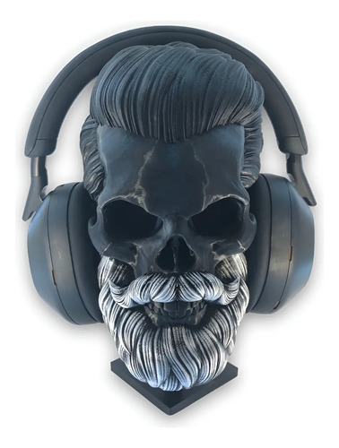 Base Escritorio Stand Soporte Audifonos Calavera Barba Rock
