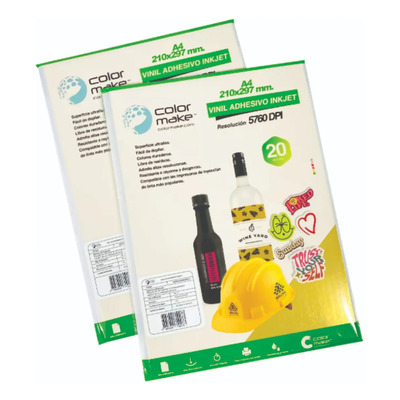 Vinil Imprimible Adhesivo Dorado A4 20 Hoja Color Make Blanco