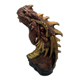Incensário Cabeça De Dragão (marrom Metalico) 25cm Resina