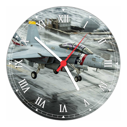Relógio De Parede Avião Militar Romano Aeronave 30 Cm Rt03