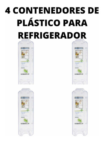 4 Contenedores De Plástico Para Refrigerador Organizador