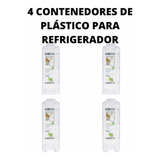 4 Contenedores De Plástico Para Refrigerador Organizador