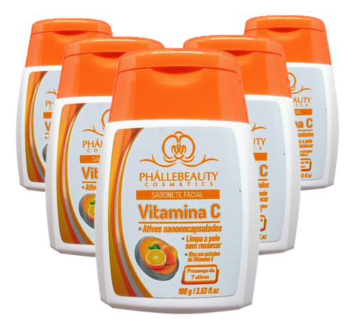 6 Sabonete Facial Vit C Ph0738 Phallebeauty Atacado 