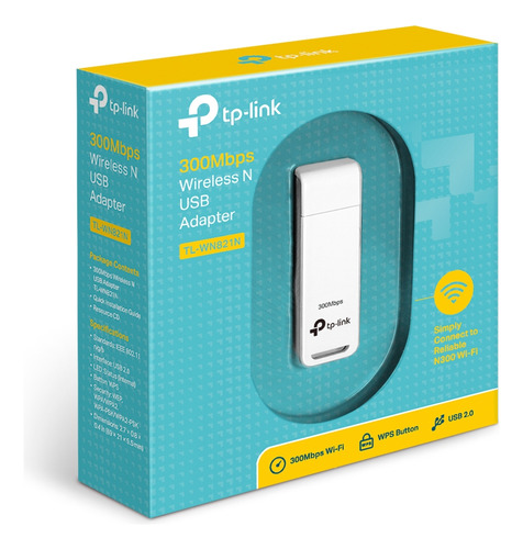 Adaptador Usb Wifi Tp-link Tl Wn 821n Placa Red 821n 300mbps