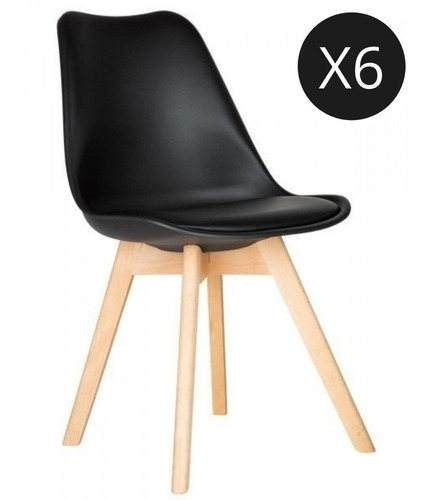 Silla Tulip Eames Con Almohadon X 6 Blancas Y Negras