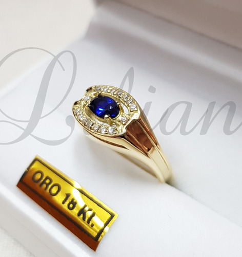 Anillo Oro 18k Sello Hombre Piedras