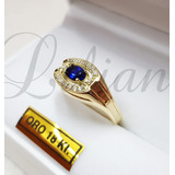 Anillo Oro 18k Sello Hombre Piedras