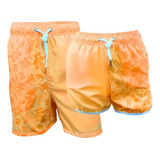 Kit Short Casal Mozão Liso Estampa Mágica Moda Praia Bermuda