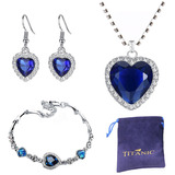 Juego De Collar Titanic Corazón Pulsera Aretes Set Bolsa S