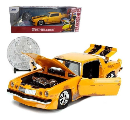 Auto Transformers Bumblebee Chevy Camaro A Escala 1:24 Jada Color Naranja Claro