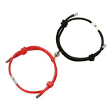 Pulsera Novios Pareja Amistad Sol Luna Negro Y Rojo Imán 2x1