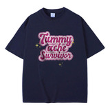 Camiseta Casual De Algodón Con Gráfico Tummy Ache Sur Tennis