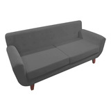 Sofá Sillon Nairobi 2 Cuerpos Chenille Premium Patas Madera Color Gris