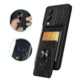 For Vivo Y17s Card Slot Case Slide Lens Stand Hard Cover