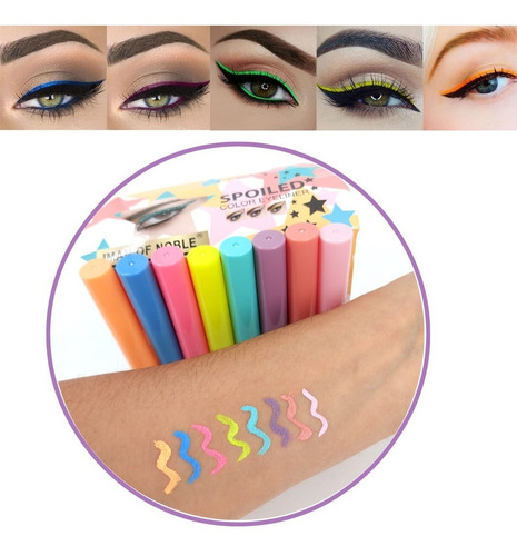 Delineador Liquido Maquillaje Ojos Color Pastel Waterproof