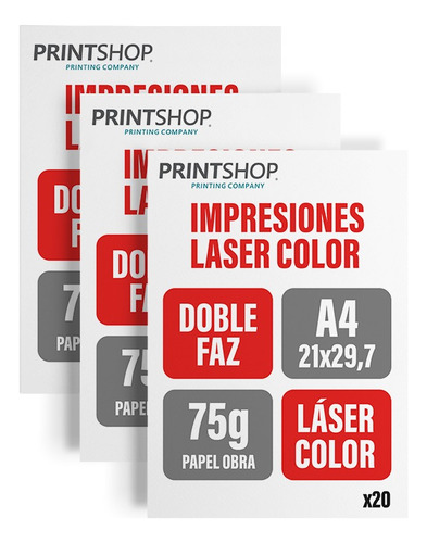 Impresiones Bajadas Color Printshop A4 75g X 20 Doble Faz