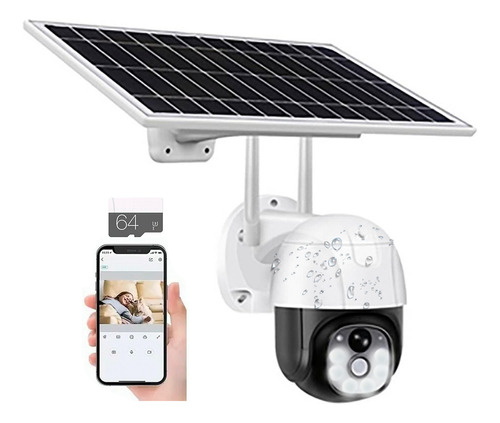 Camara Ptz Fhd Resiste Sol Lluvia Con Panel Solar + Sd 64gb