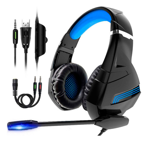 Auriculares Gamer A2 Microfono Headset Usb Vincha Color Azul