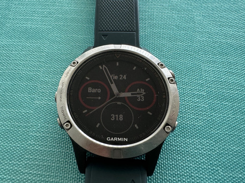 Garmin Fenix 5 - Silver With Granite Blue Band