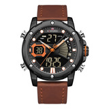 Reloj Naviforce Banda De Cuero Digital Y Análogo Luz Hombre