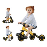 Triciclo 3 En 1 Niños Bicicleta Equilibrio Pedales Scooter Color Amarillo