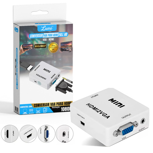 Mini Convertidor Hdmi A Vga Y Adaptador De Audio