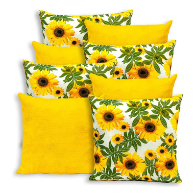 Kit 8 Capa De Almofada40x40zíper Est E Lisa Girassóis Amarel Girassóis Amarelo