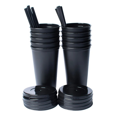 Vasos Personalizables Con Tapa Y Popote 16oz Papira 10 Pzas Color Negro | MercadoLibre