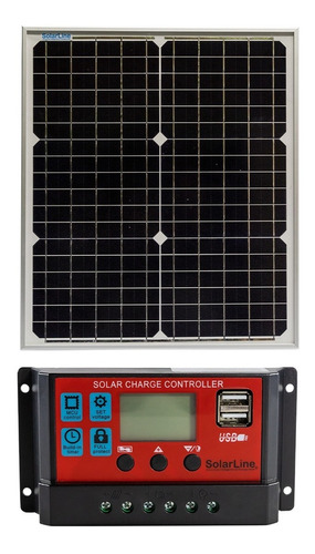 Panel Solar 20wp Cargador Batería 12v Y Controlador De Carga