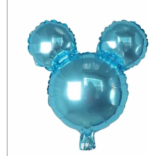 10 Globos Cabeza Mickey Lisos  Dif. Colores 40cm, Portaglobo