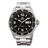 Reloj Automático Orient Mako Ii Diver Faa02001b9, Color De La Correa, Color Plateado Y Bisel, Color Negro, Fondo Negro