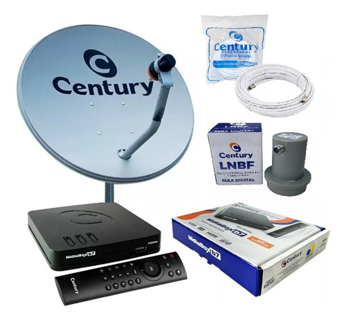 Kit Receptor Digital Century Midiabox Antena Lnbf 5g Ku Cabo