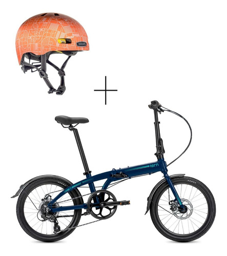 Bicicleta Tern B8 Azul Con Guardabarros + Casco