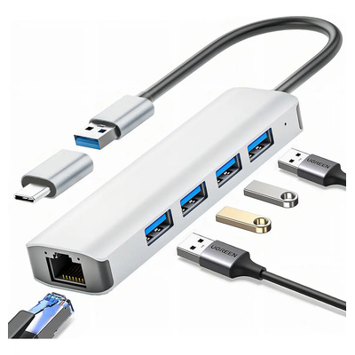 Adaptador Usb Ethernet C 3.0 Rj45 Red Lan Gigabit 5 En 1 Hub Multi-puerto,Adaptador Ethernet Usb 3.0 A Usb Tipo C Compatible Con Macbook Pro | MercadoLibre