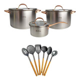 Set Ollas Hudson Original Acero Inox Golden Inducción Utensi