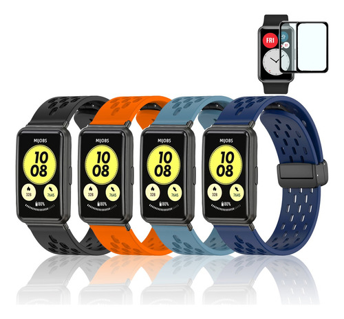 4 Correa De Sport Y 2 Mica Cristal Para Huawei Watch Fit 2