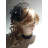 Tocado Negro Fiesta Madrina Fascinator Super Elegante