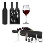 Set Vino 5 Pcs Sacacorcho Descorchador +estuche Tipo Botella