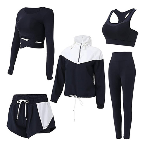 4y 5pcs Traje De Ropa De Yoga Conjunto Chándal Running Gym W