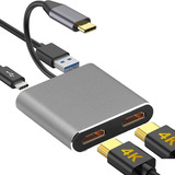 Adaptador Hub 4 En 1  Usb-c A Hdtv X2 + Usb + Usb-c