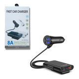 Carregador De Celular P/ Carro 4 Usb Extensão Banco Traseiro