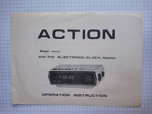 Manual De Instrucciones Antiguo De Radio Reloj Action Acn612
