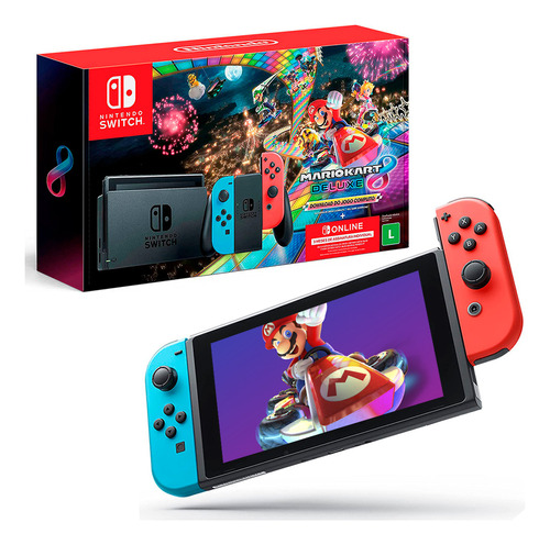 Nintendo Switch Neon 32gb + Mario Kart Deluxe 8