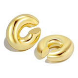 Aretes De Oro Grueso Para Mujer, Aretes Falsos Huggie Redond