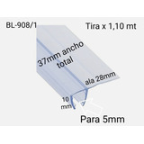 Burlete Mampara/vidrio/blindex/puerta 5mm-ala 28mm(1.10mt)