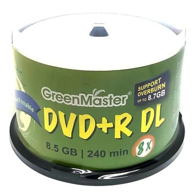 DVD+R DL Imprimible 8.5GB 8x GreenMaster Campana 50 Unidades | Meses sin interés